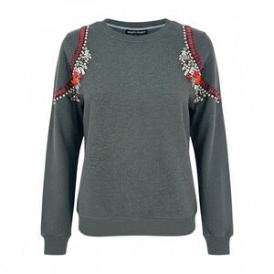 HEMANT & NANDITA Embellished Sweatshirt Grey Crewneck Pullover Size S - CJ